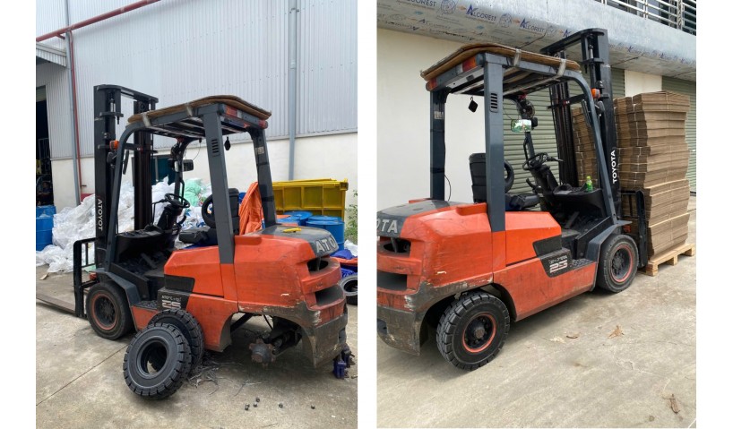 Bảo dưỡng sửa chữa và Thay lốp xe nâng Toyota 2.5 tấn FDZN25 tại nhà máy bao bì Ân Thi Hưng Yên 